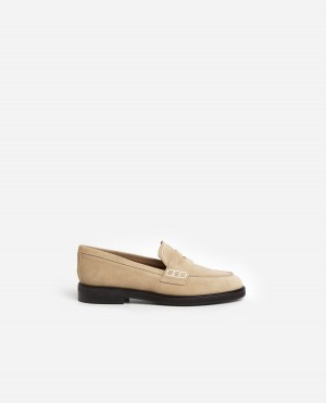 Beige Flattered Sara Suede Shoes Loafers | AUXMI93089