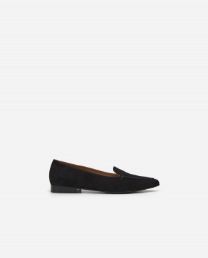 Black Flattered Alex Suede Shoes Loafers | ZAUMJ61973