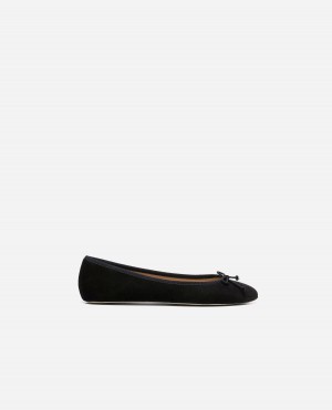 Black Flattered Anna Suede Shoes Ballet Flats | AUCIF74728