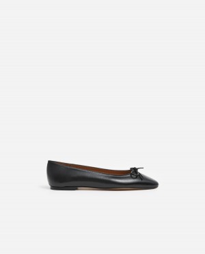 Black Flattered Bodil Leather Shoes Ballet Flats | AAUWC66475