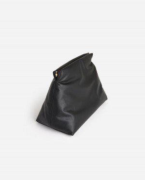 Black Flattered Clay Clutch Leather Accessories Bags | LAUSX35509