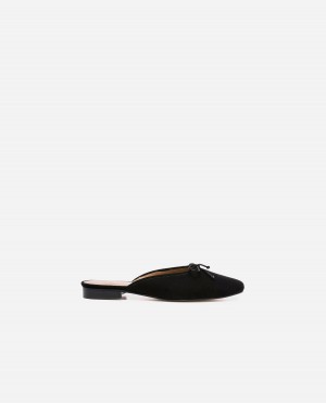 Black Flattered Malva Suede Shoes Ballet Flats | AUNEJ71928