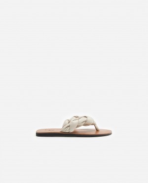 White Flattered Blanche Leather Shoes Sandals | UAUTG73779