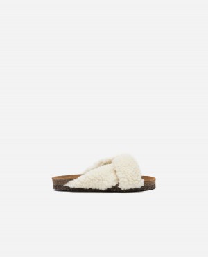 White Flattered Lou Teddy Shoes Sandals | XAUGW29826