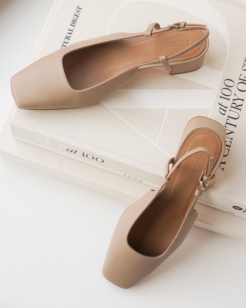 Beige Flattered Elin Leather Shoes Heels | AUXMI52948