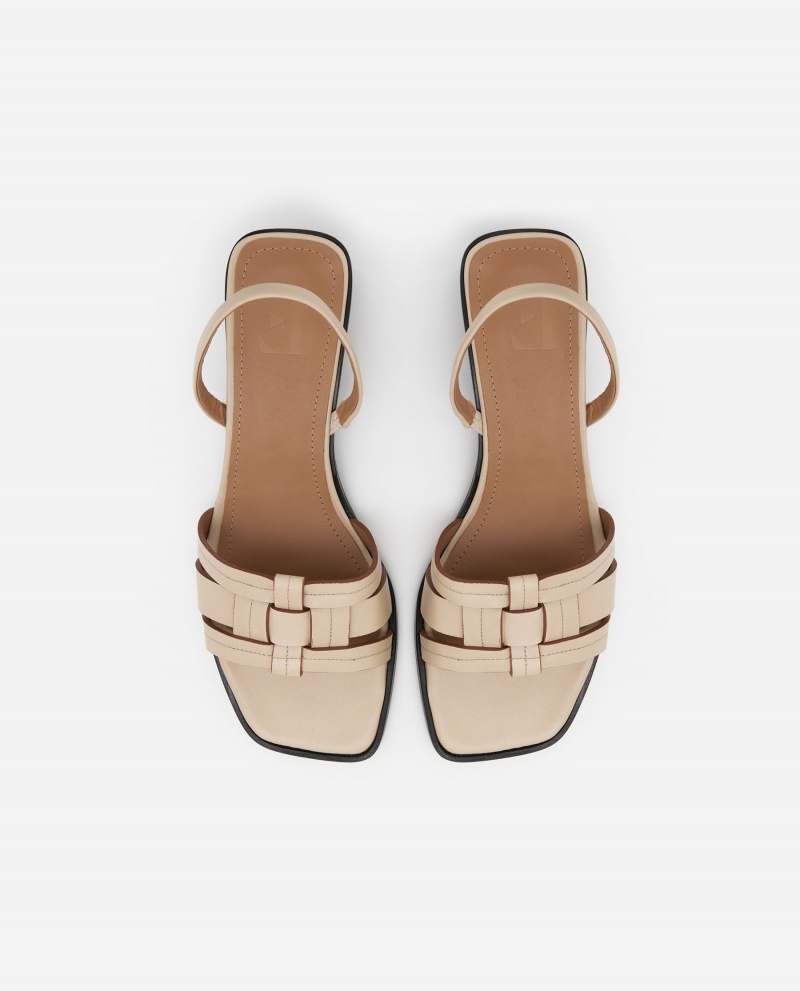 Beige Flattered Freja Leather Shoes Heels | FAUHY21640