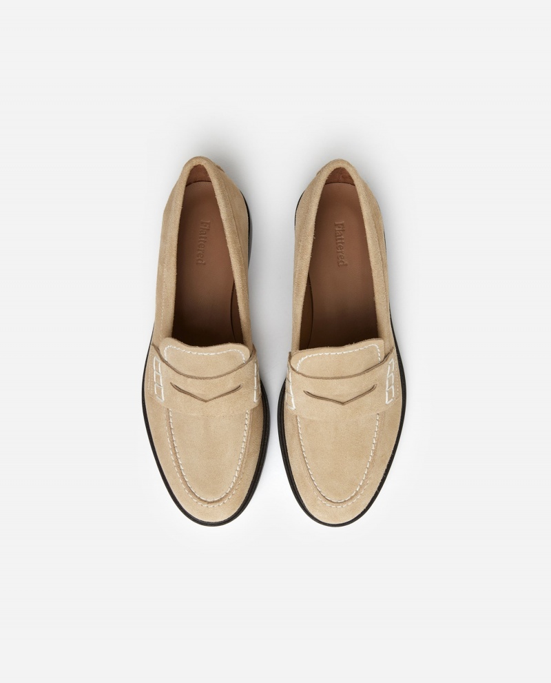 Beige Flattered Sara Suede Shoes Loafers | AUXMI93089