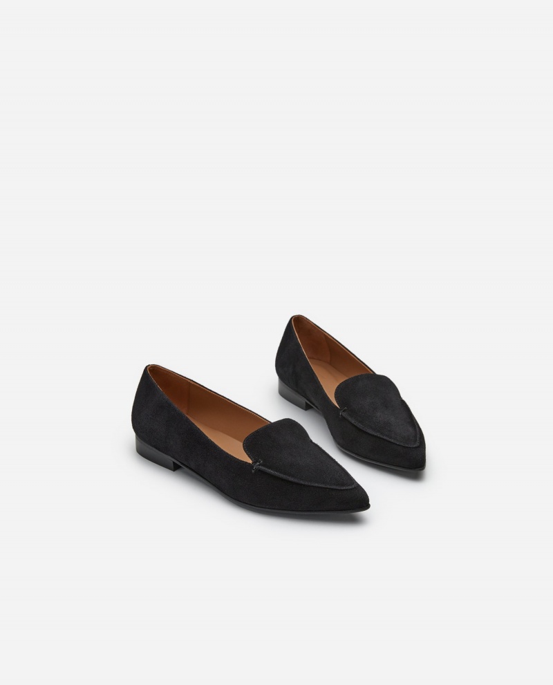 Black Flattered Alex Suede Shoes Loafers | ZAUMJ61973