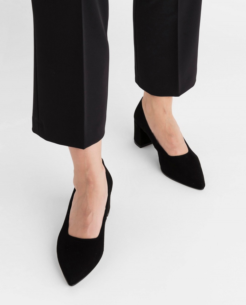 Black Flattered Alison Suede Shoes Heels | MAUFT11872