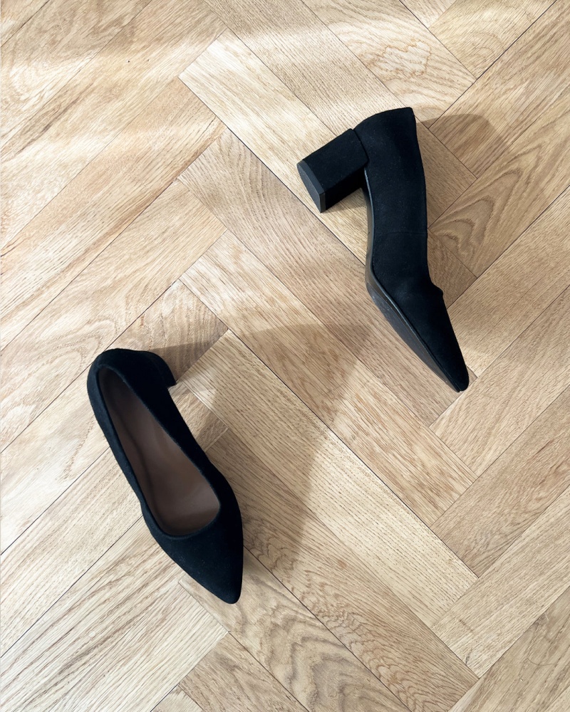 Black Flattered Alison Suede Shoes Heels | MAUFT11872