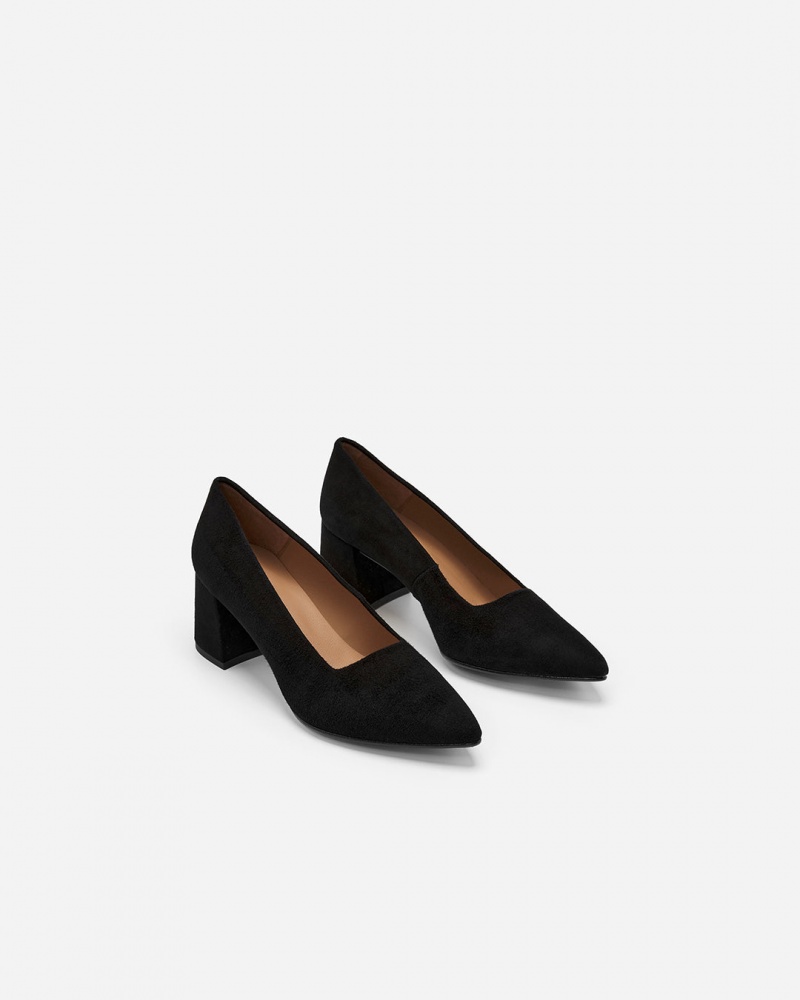 Black Flattered Alison Suede Shoes Heels | MAUFT11872