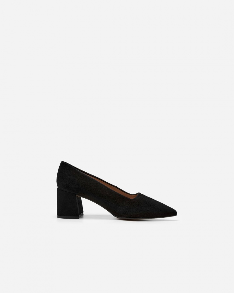 Black Flattered Alison Suede Shoes Heels | MAUFT11872