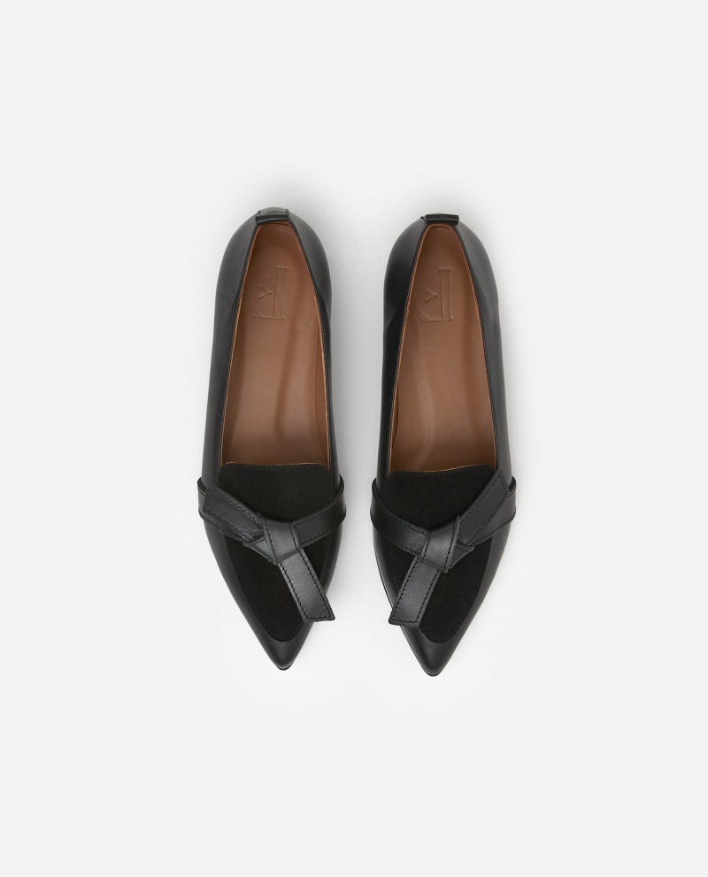 Black Flattered Ally Leather/Suede Shoes Loafers | AUEGJ49650