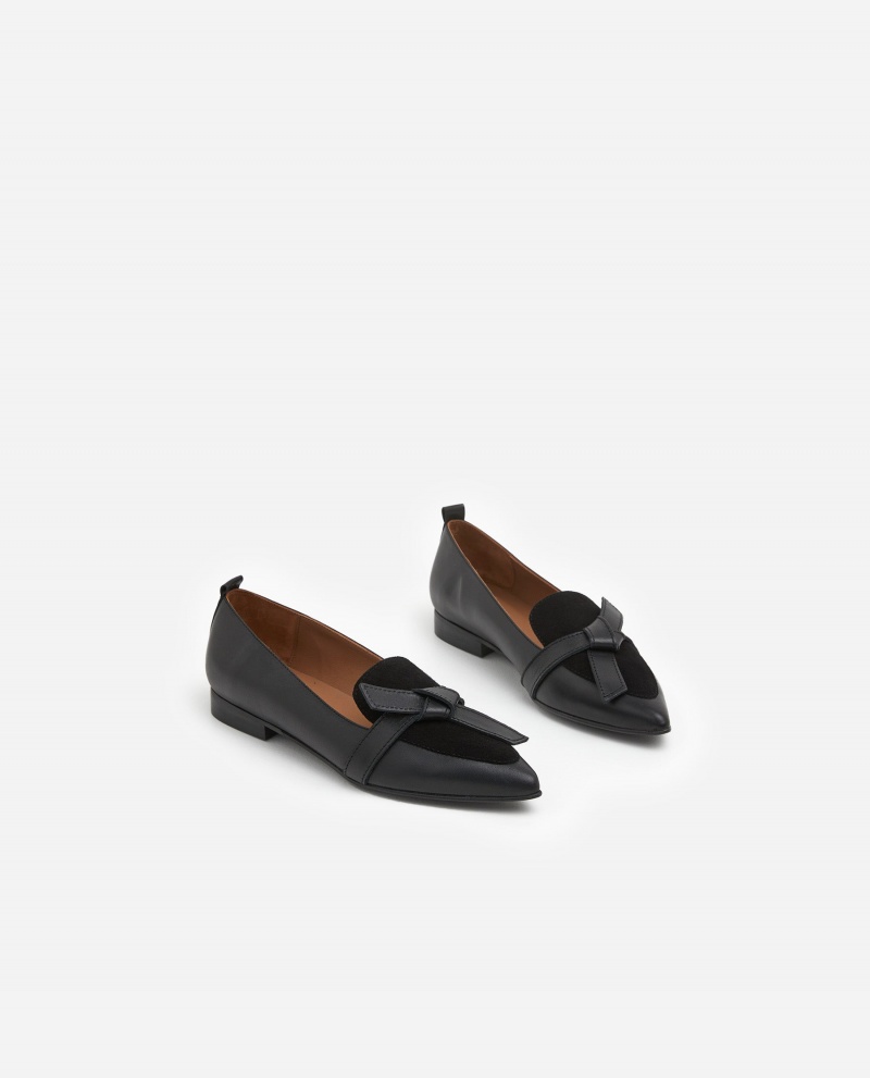 Black Flattered Ally Leather/Suede Shoes Loafers | AUEGJ49650