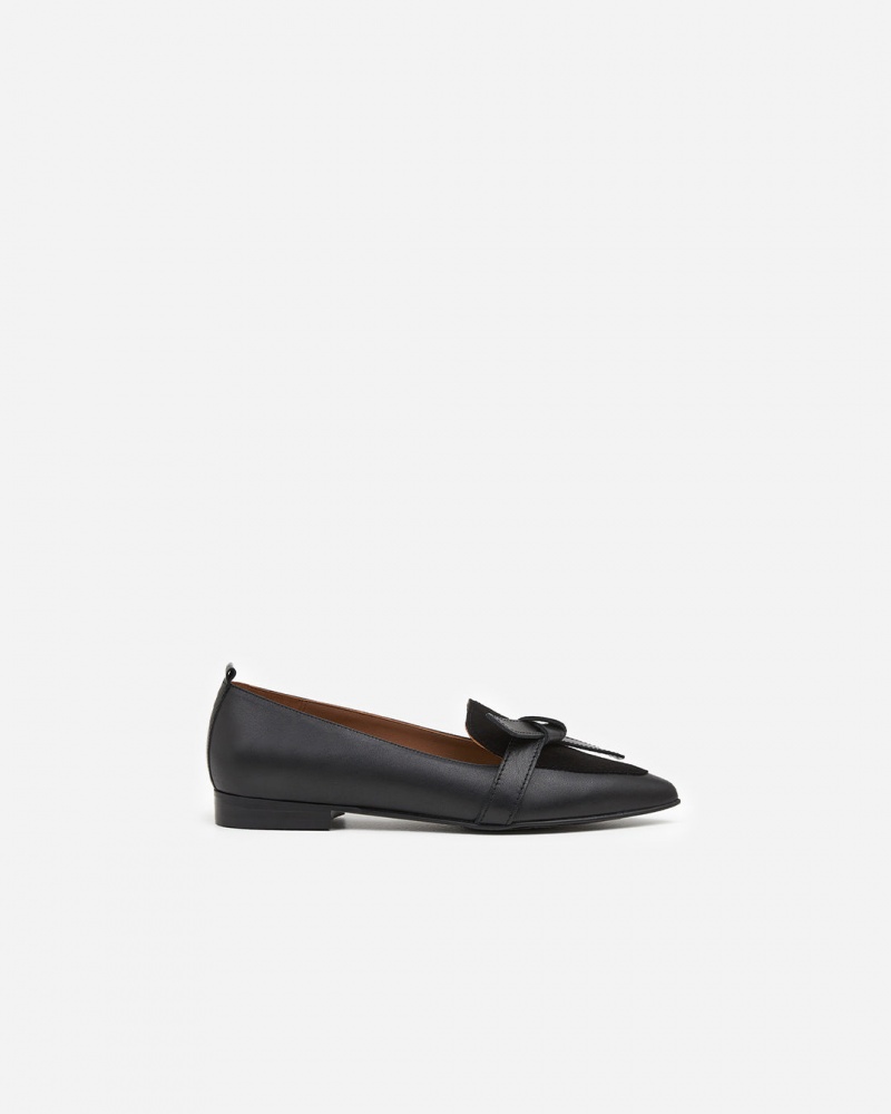 Black Flattered Ally Leather/Suede Shoes Loafers | AUEGJ49650