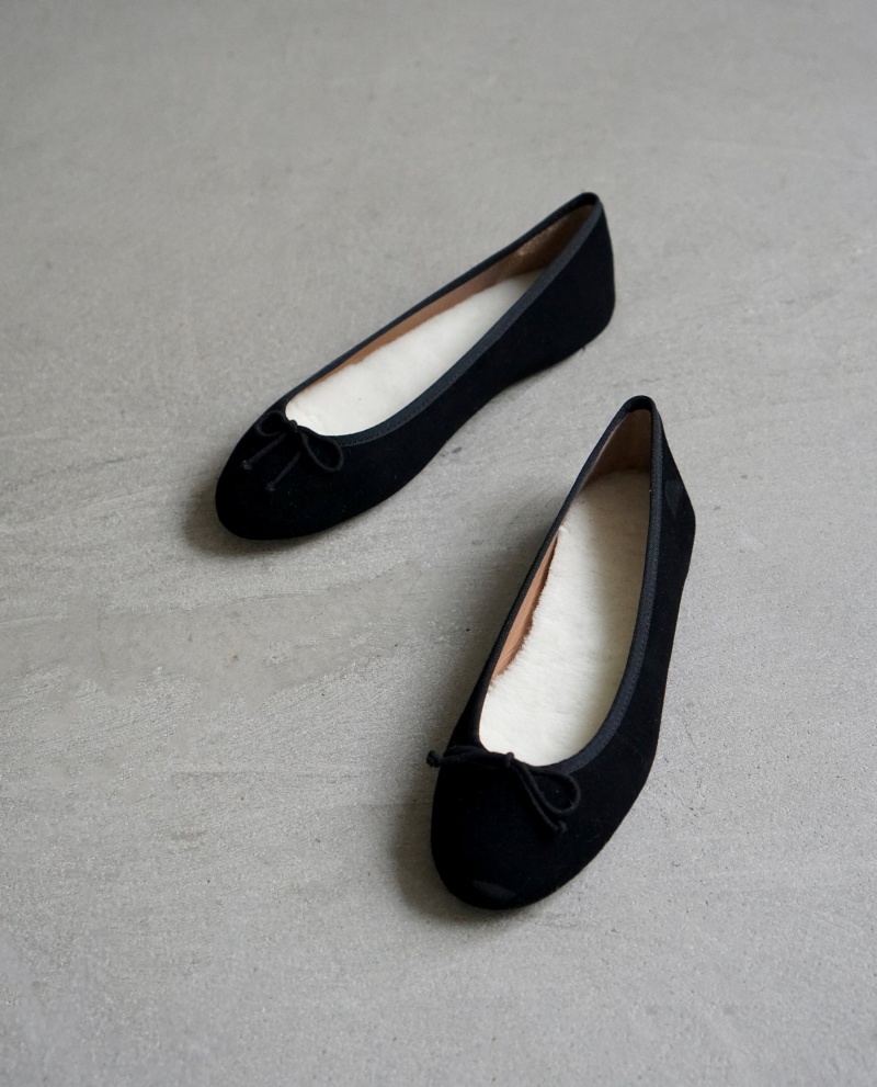 Black Flattered Anna Suede Shoes Ballet Flats | AUCIF74728