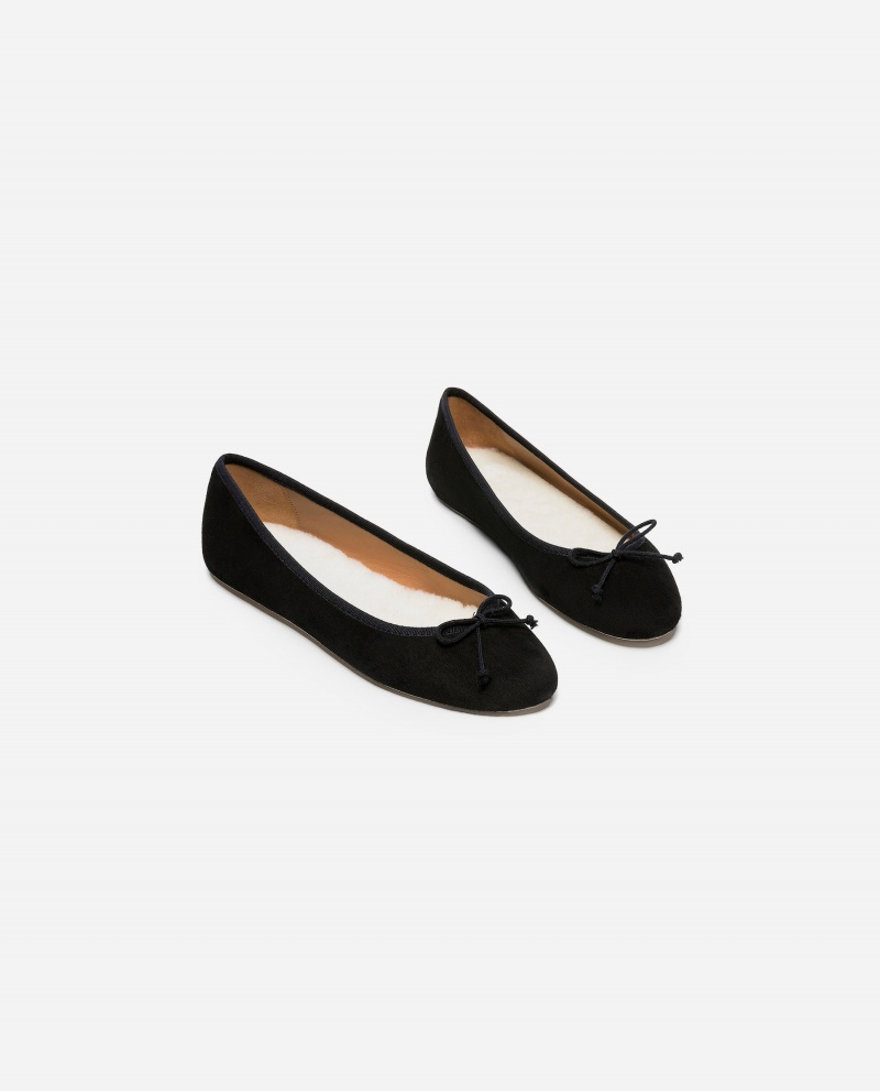 Black Flattered Anna Suede Shoes Ballet Flats | AUCIF74728