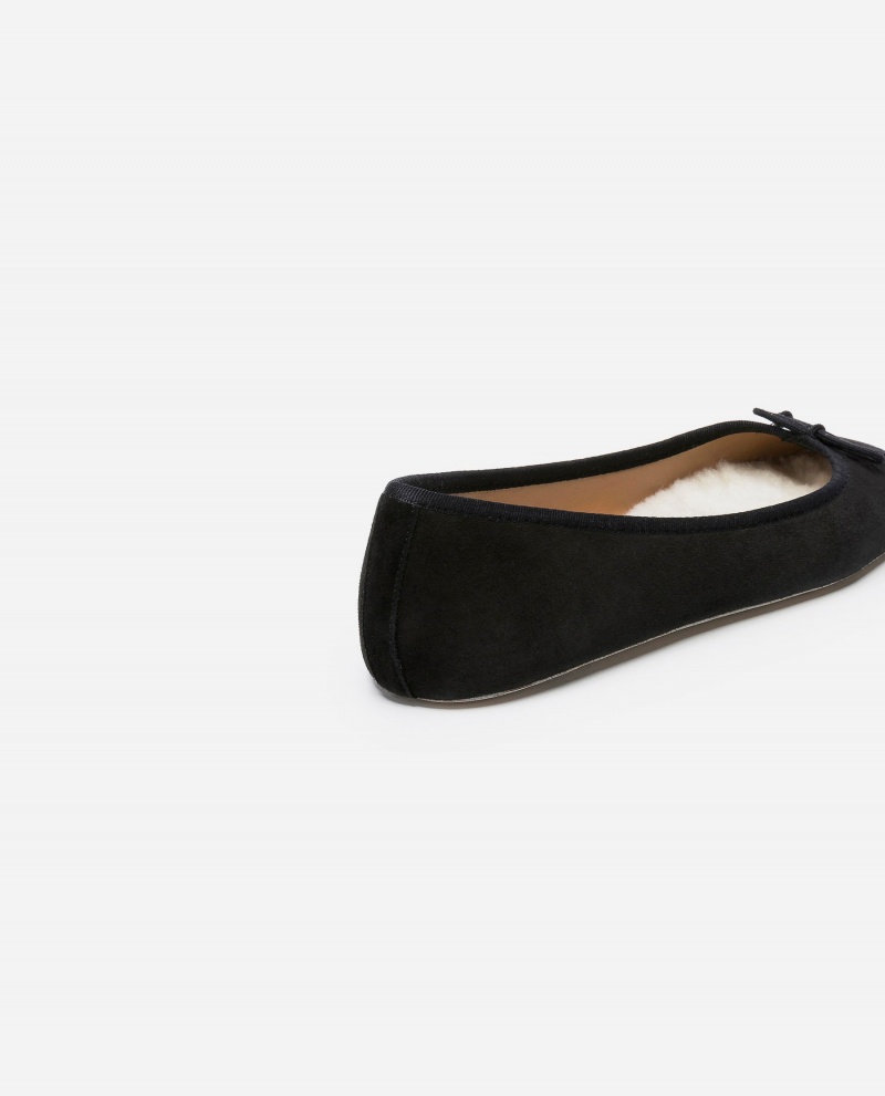 Black Flattered Anna Suede Shoes Ballet Flats | AUCIF74728