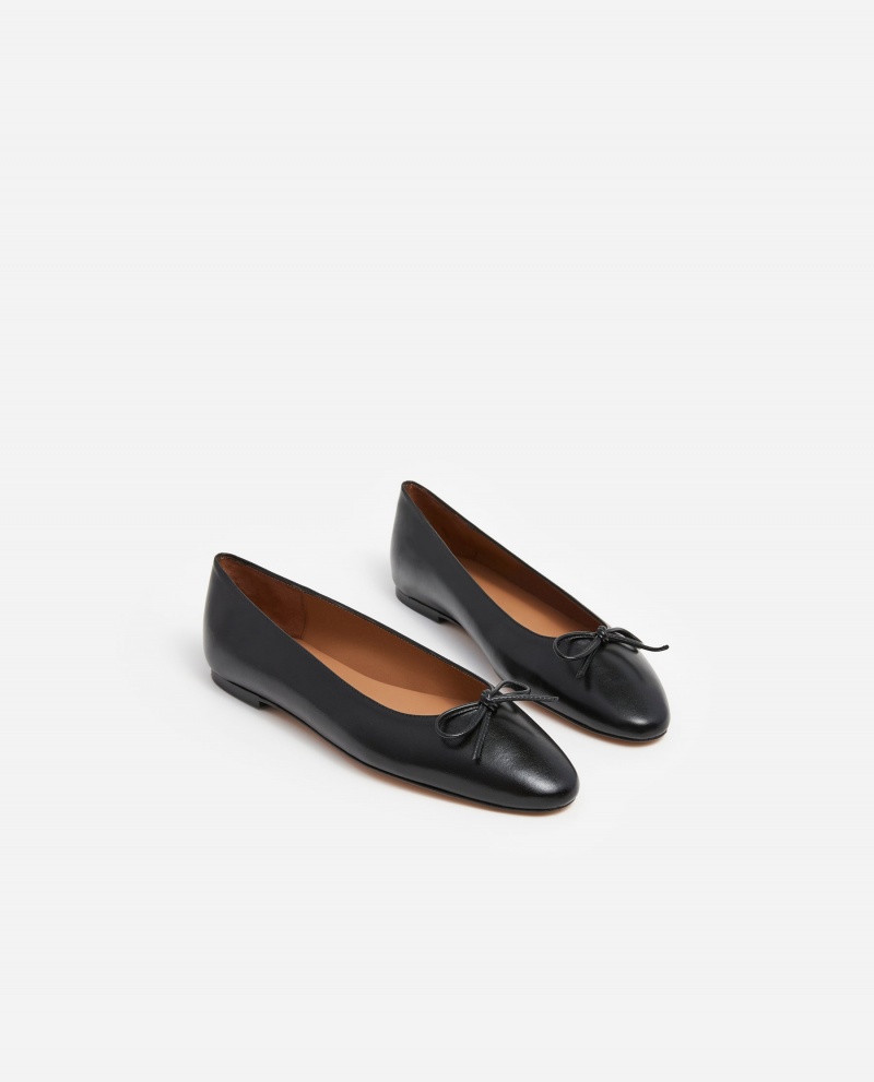 Black Flattered Bodil Leather Shoes Ballet Flats | AAUWC66475