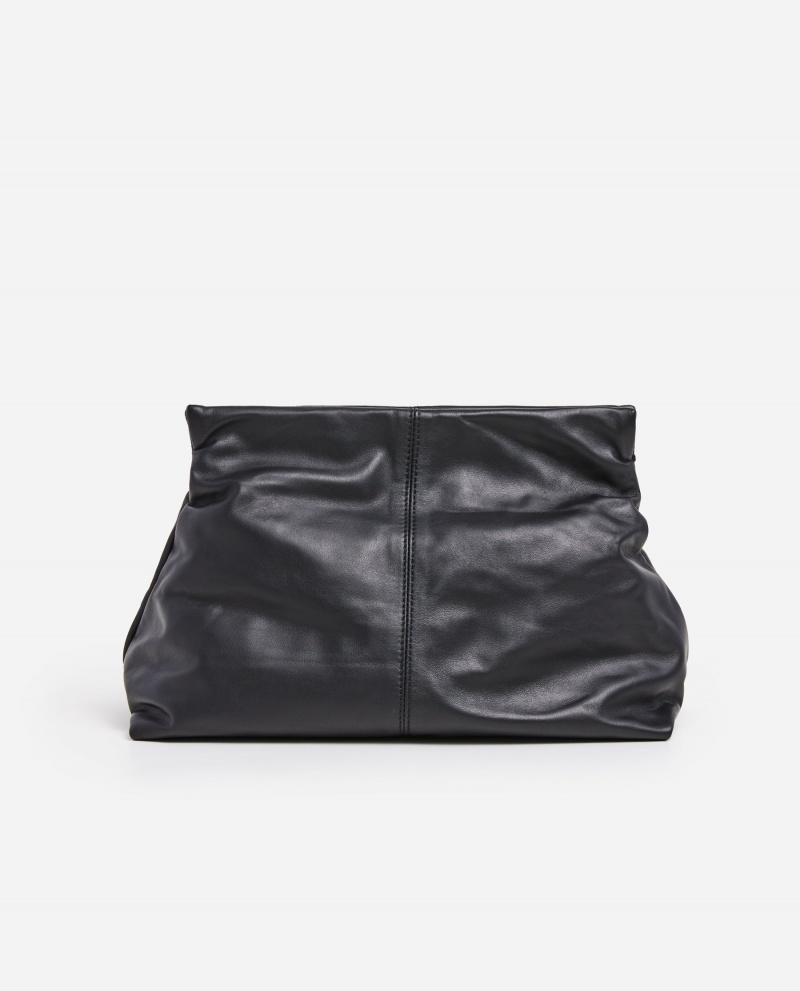 Black Flattered Clay Clutch Leather Accessories Bags | QAUWA39288