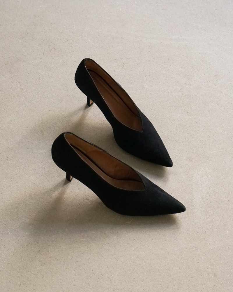 Black Flattered Fabienne Suede Shoes Heels | AUZDE55738