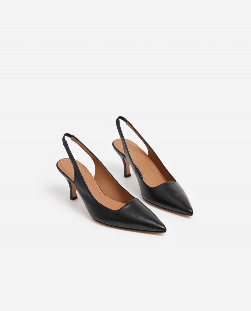 Black Flattered Franchesca Leather Shoes Heels | SAUNY60235