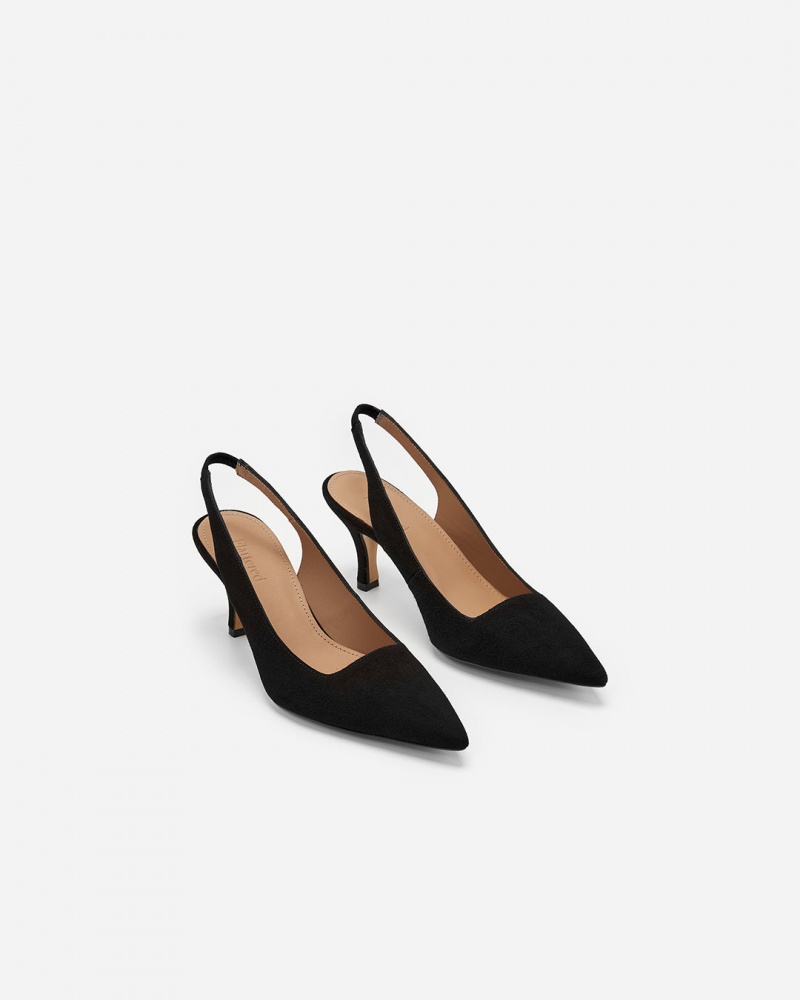 Black Flattered Franchesca Suede Shoes Heels | AUEGJ71399