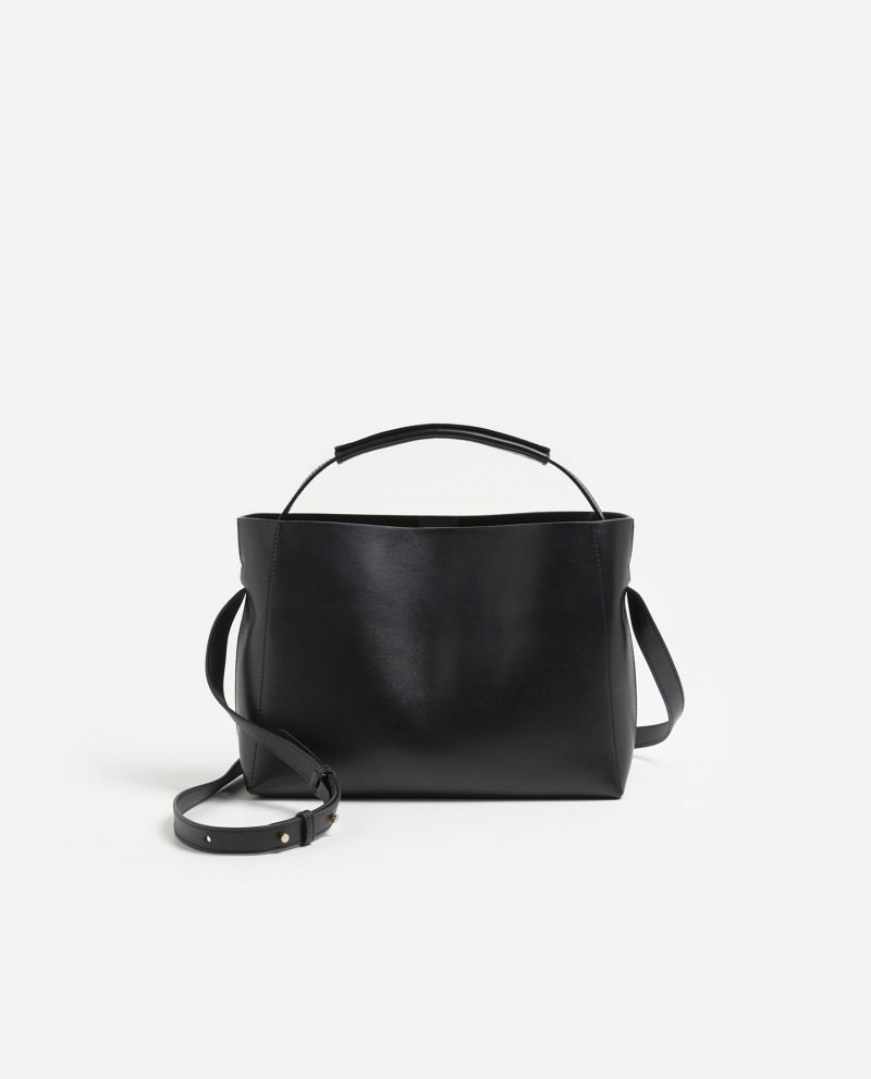 Black Flattered Hedda Midi Handbag Leather Accessories Bags | AUICD79016