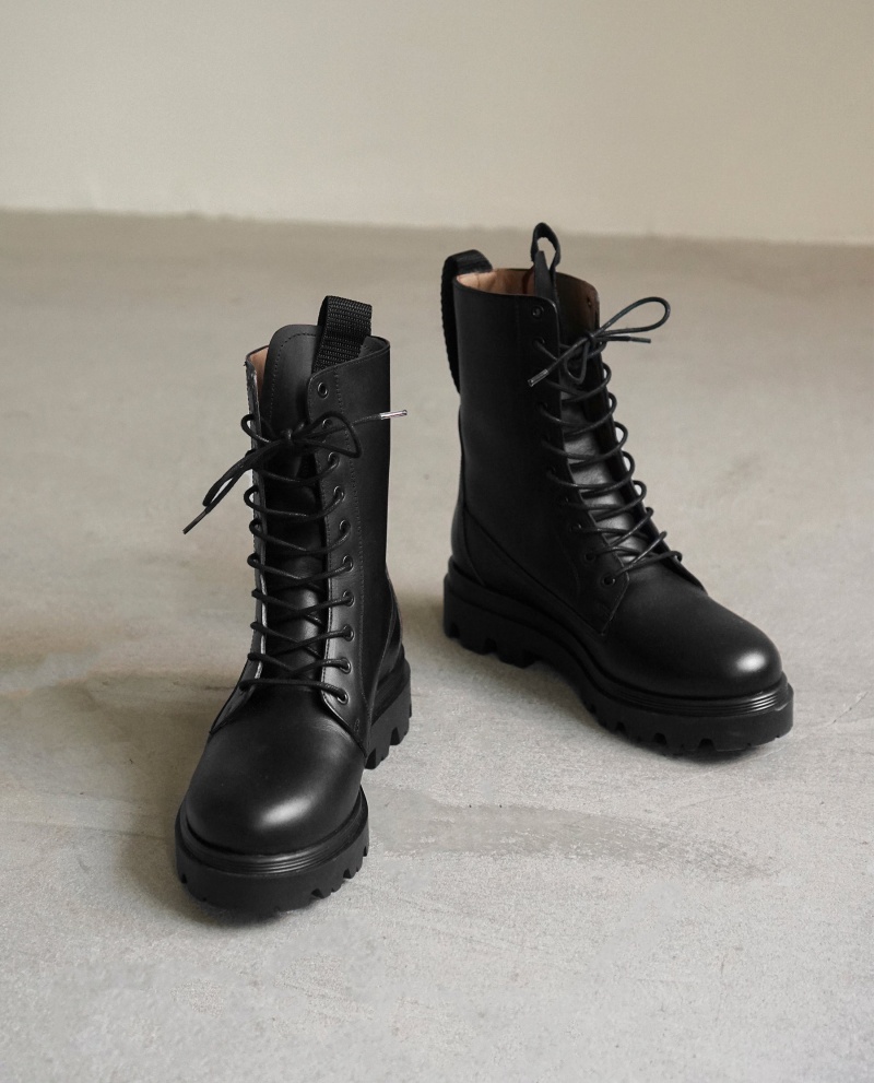 Black Flattered Lovi Leather Shoes Boots | DAUVO97291