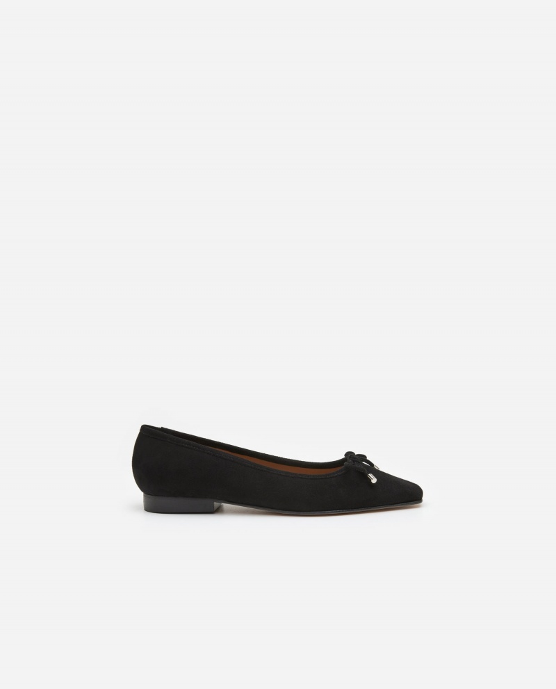 Black Flattered Monica Suede Shoes Ballet Flats | AUJKU81220