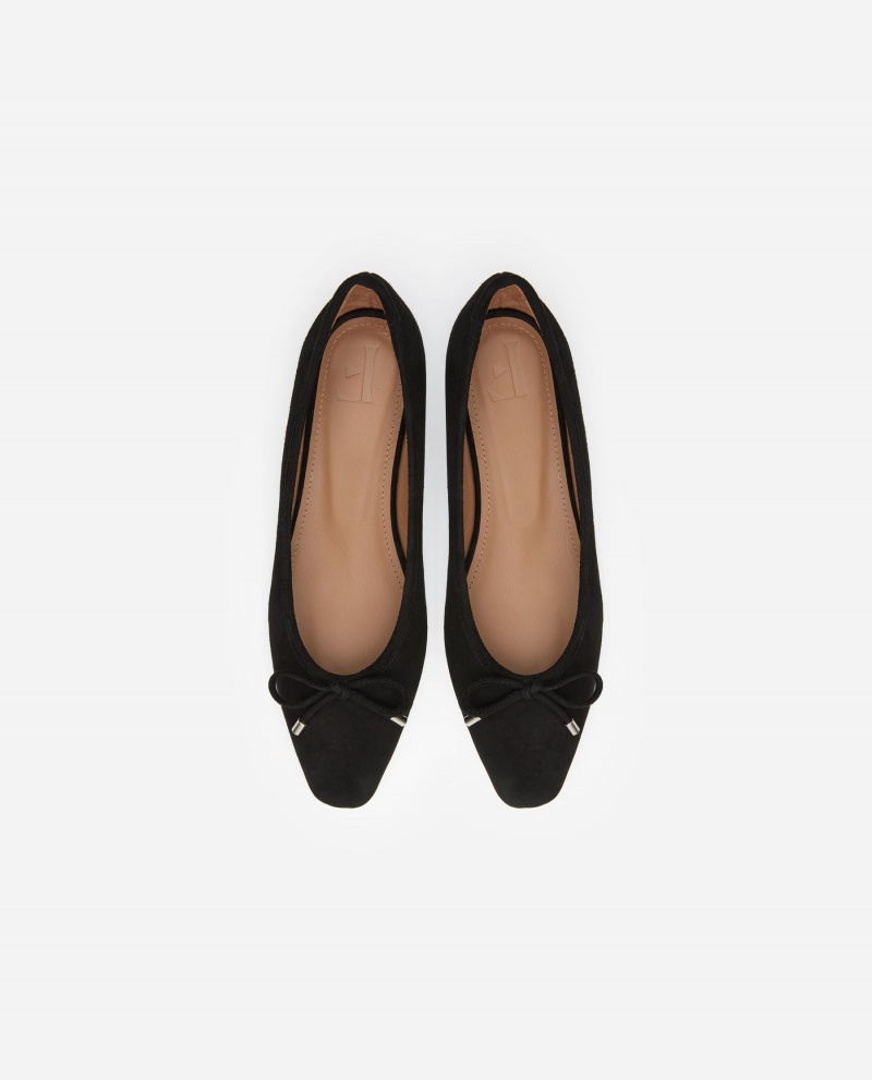 Black Flattered Monica Suede Shoes Ballet Flats | AUJKU81220