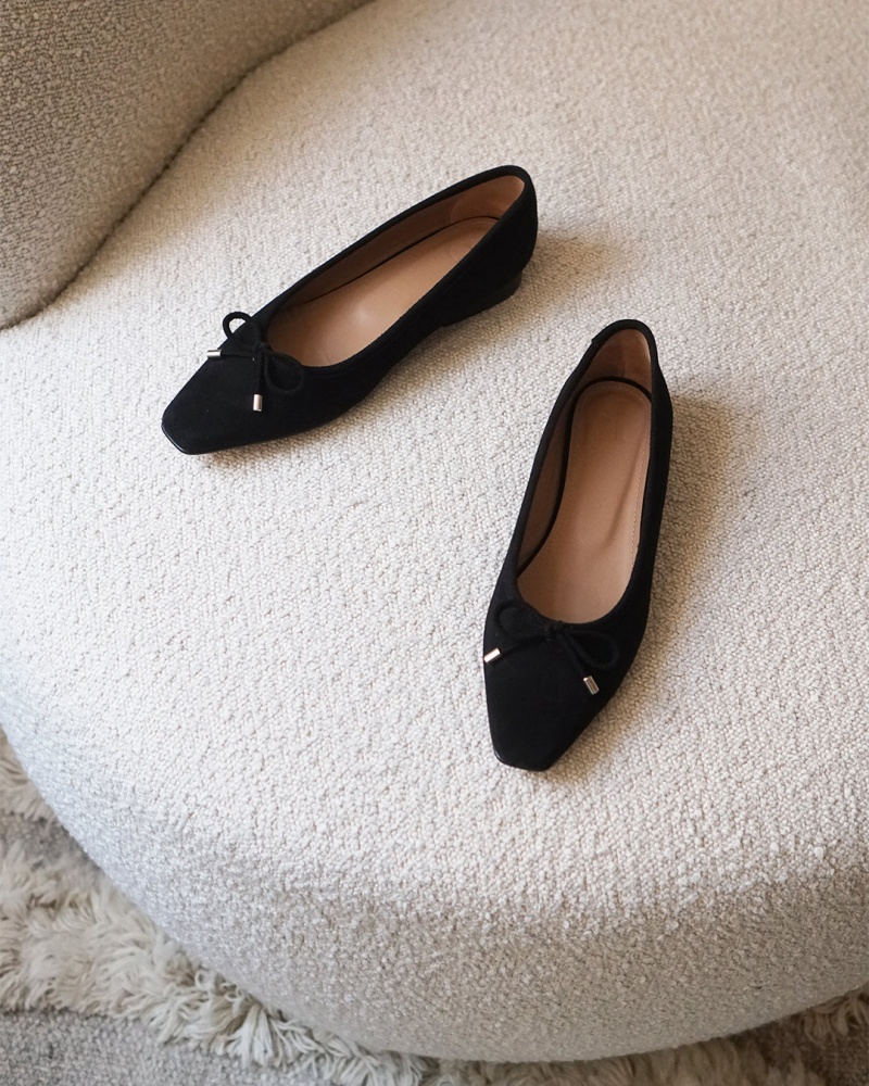 Black Flattered Monica Suede Shoes Ballet Flats | AUJKU81220