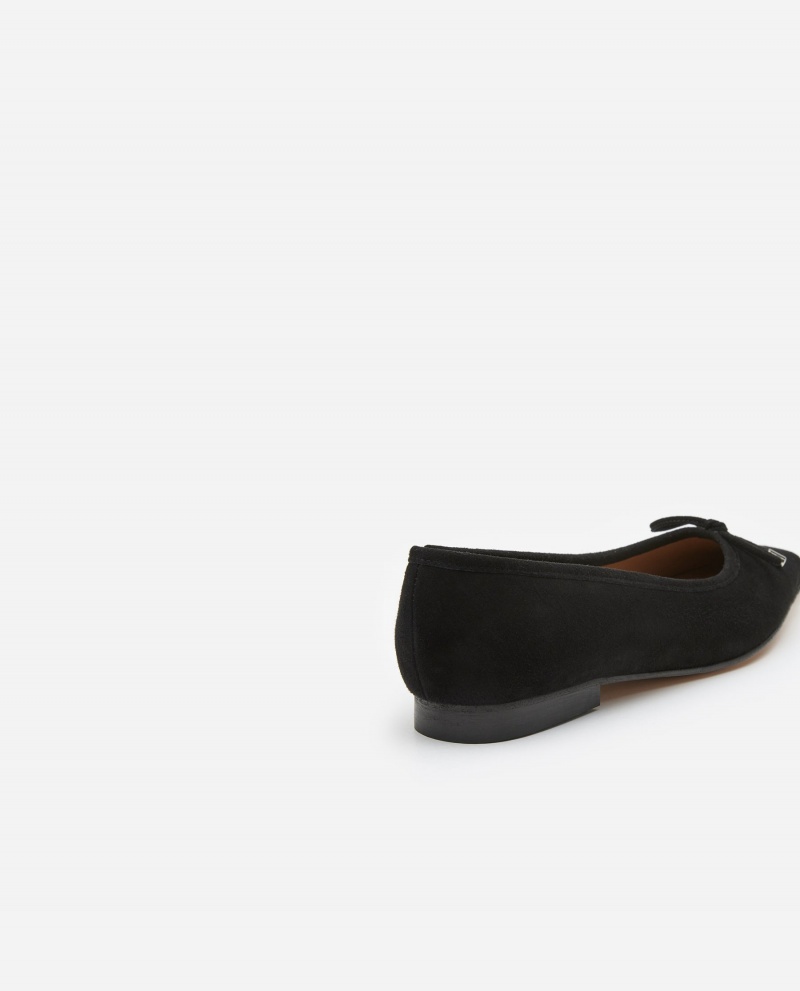 Black Flattered Monica Suede Shoes Ballet Flats | AUJKU81220