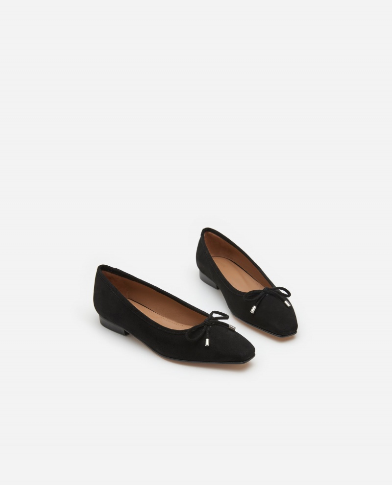 Black Flattered Monica Suede Shoes Ballet Flats | AUJKU81220