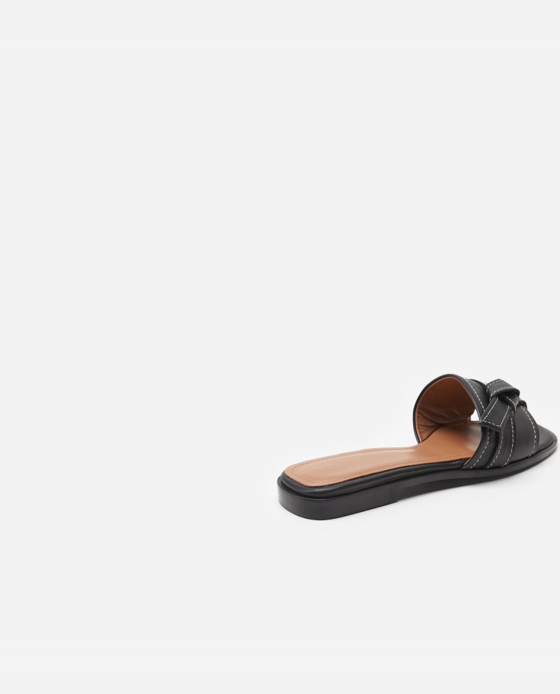 Black Flattered My Leather Shoes Sandals | AUEGJ43486