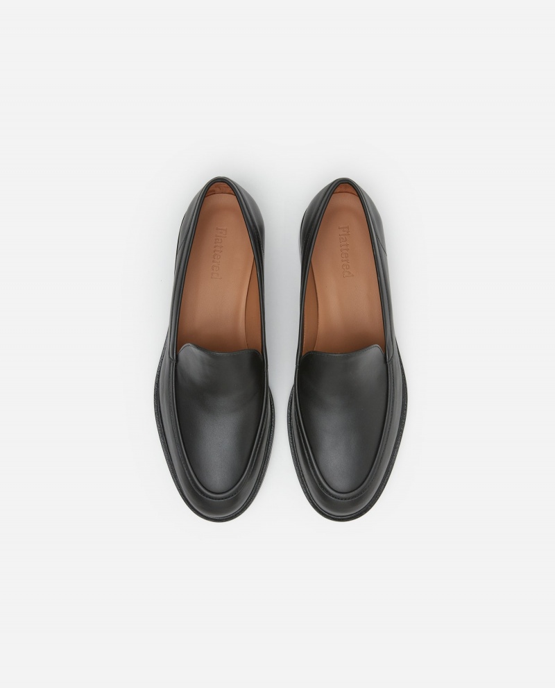 Black Flattered Sanna Leather Shoes Loafers | AUJBT52500