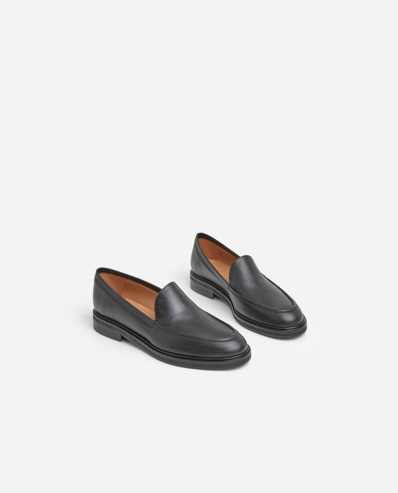 Black Flattered Sanna Leather Shoes Loafers | AUJBT52500