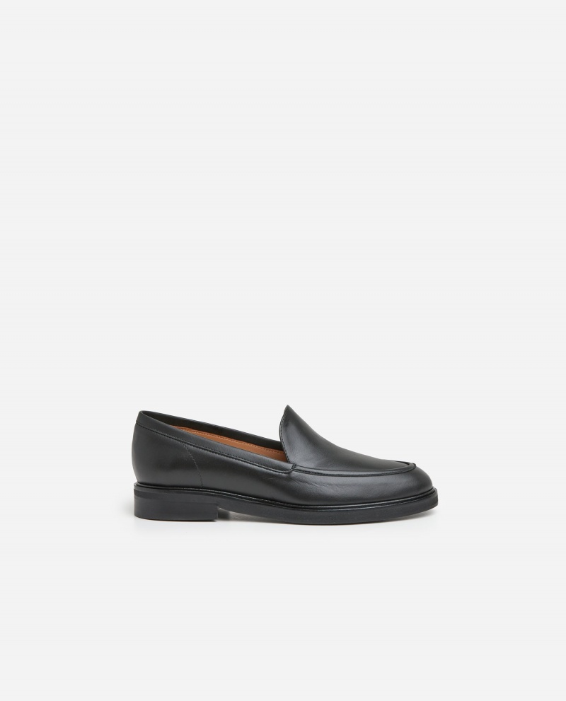 Black Flattered Sanna Leather Shoes Loafers | AUJBT52500