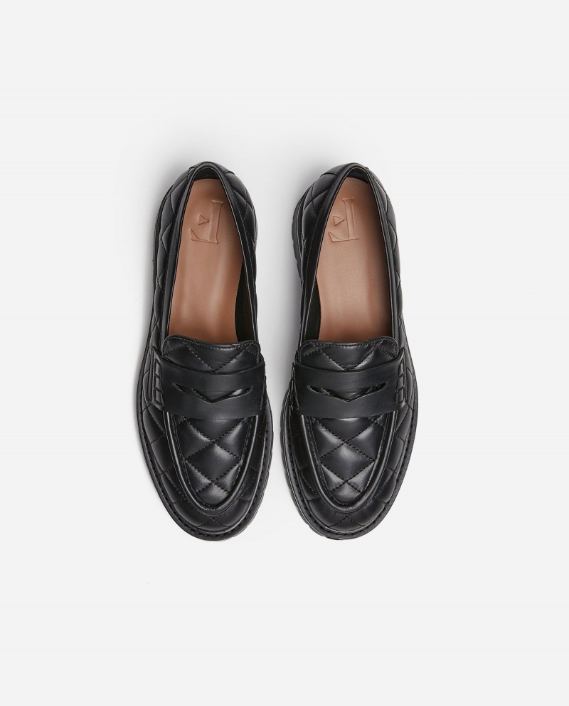 Black Flattered Signe Leather Shoes Loafers | AUDYB78209