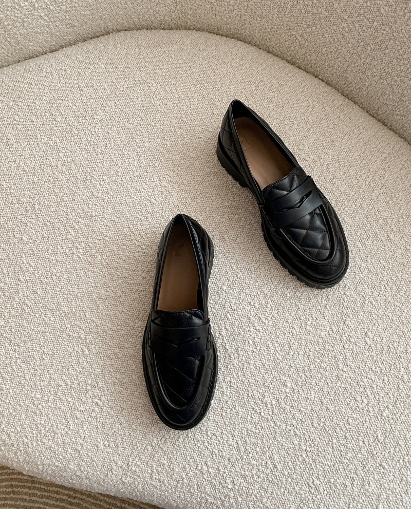 Black Flattered Signe Leather Shoes Loafers | AUDYB78209