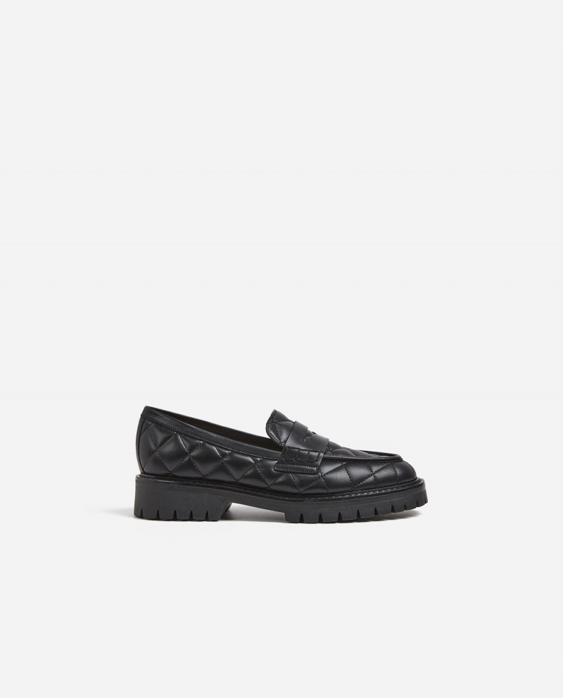 Black Flattered Signe Leather Shoes Loafers | AUDYB78209