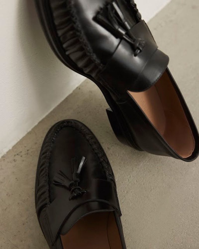 Black Flattered Sigrid Leather Shoes Loafers | AUIIZ31867