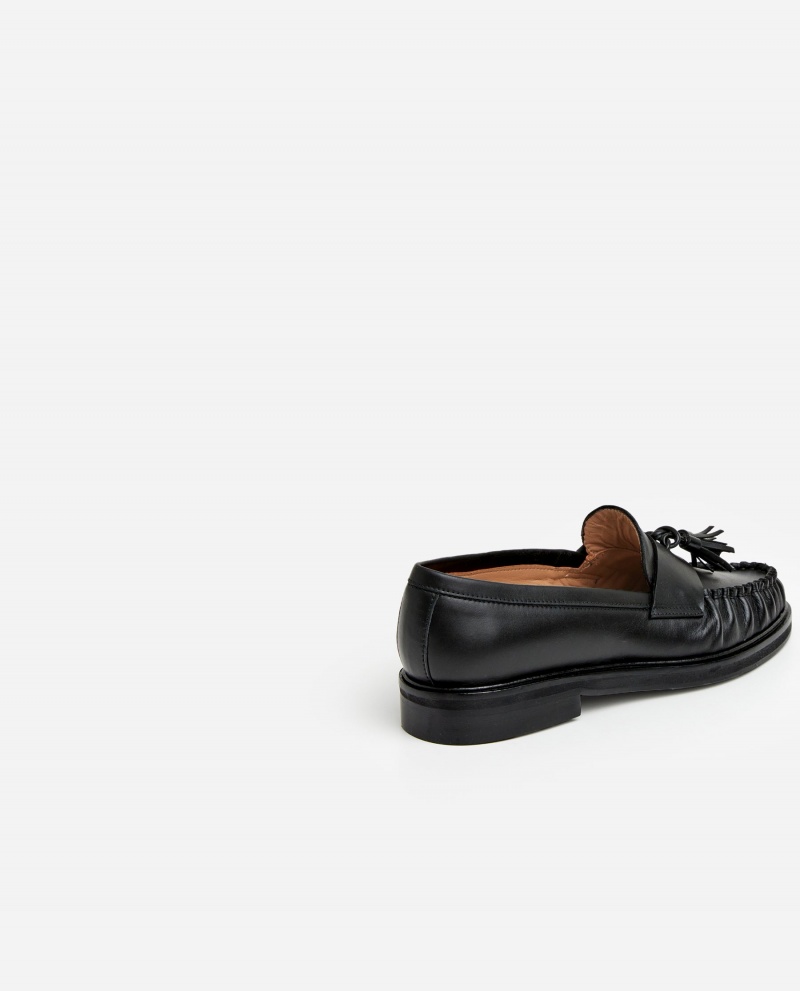 Black Flattered Sigrid Leather Shoes Loafers | AUIIZ31867