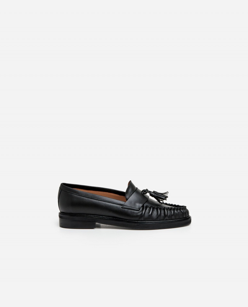 Black Flattered Sigrid Leather Shoes Loafers | AUIIZ31867