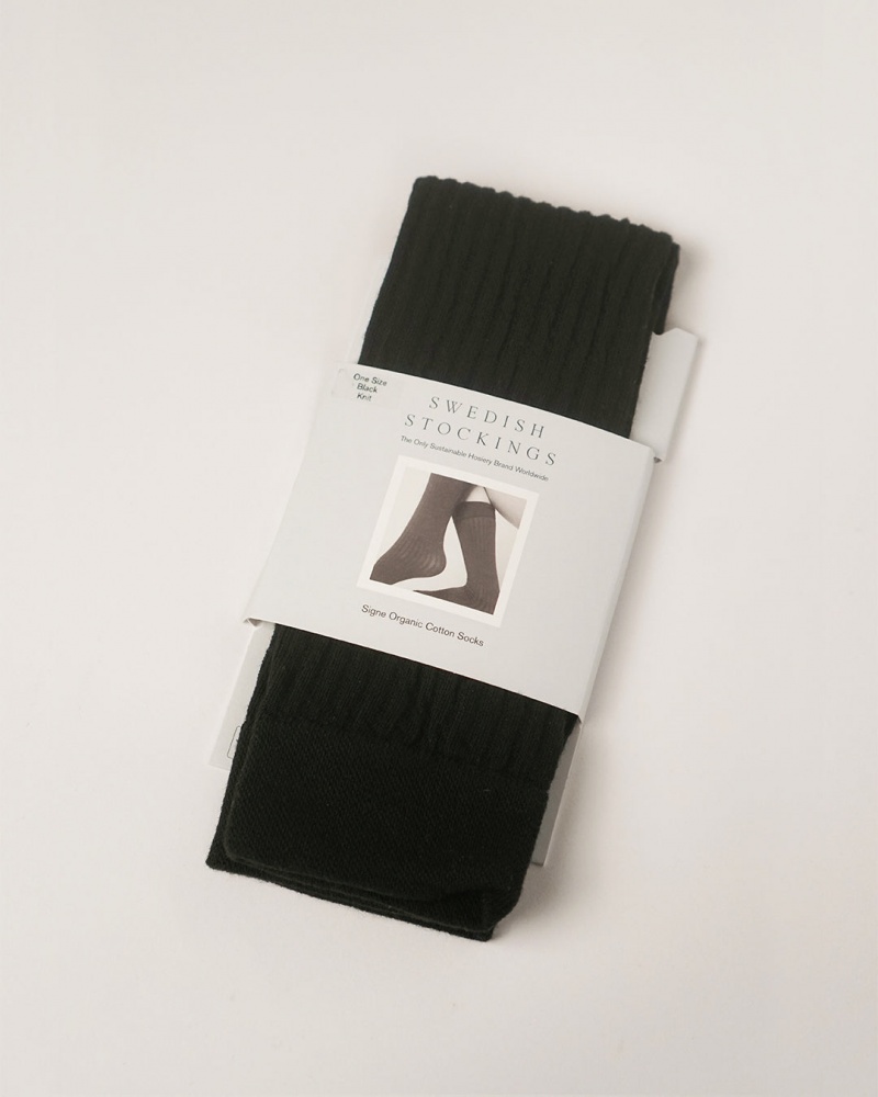 Black Flattered Sock Cotton Accessories Accessories | DAUKV64857