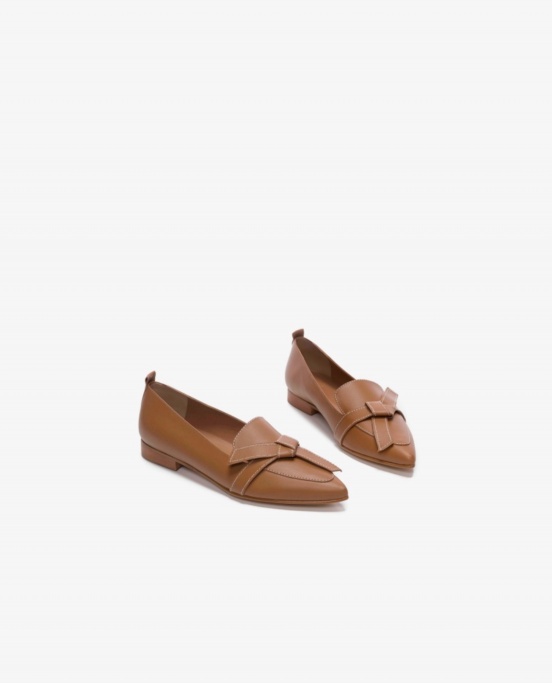 Brown Flattered Ally Cognac Leather Shoes Loafers | TAUPQ14610