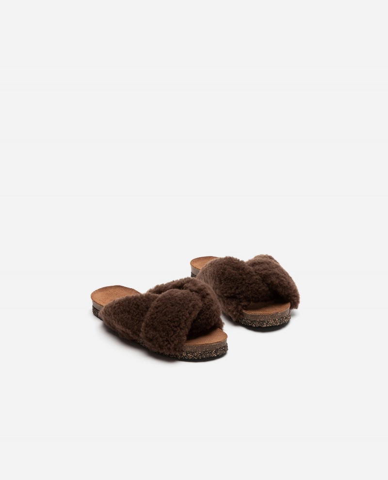 Brown Flattered Lou Teddy Shoes Sandals | AUIIZ35199