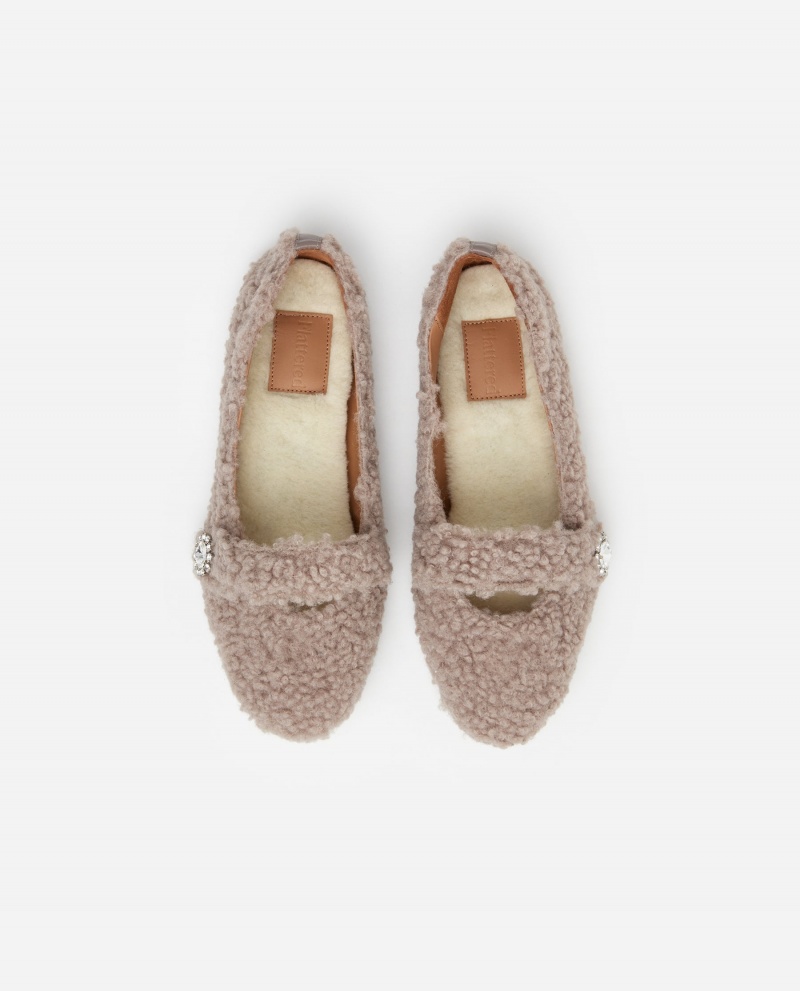 Grey Brown Flattered Norah Teddy Shoes Indoor Shoes | UAUND91436