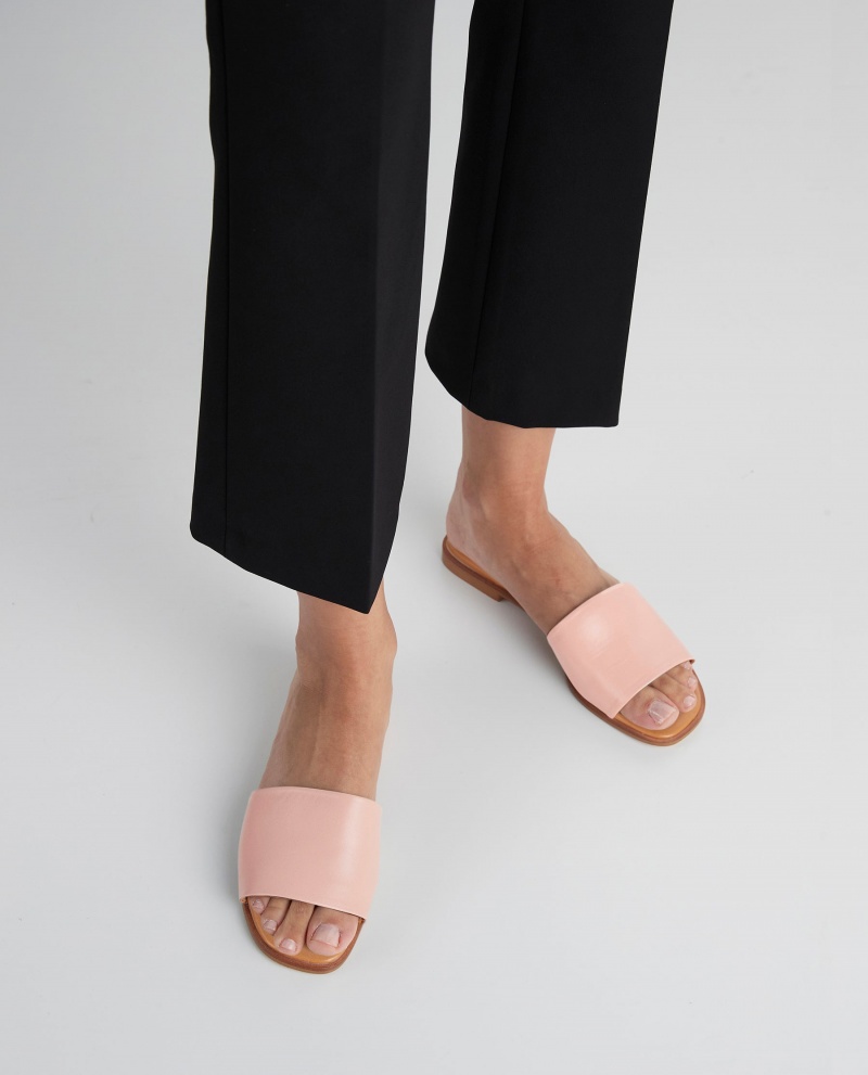 Pink Flattered Mouna Leather Shoes Sandals | QAUWA11023