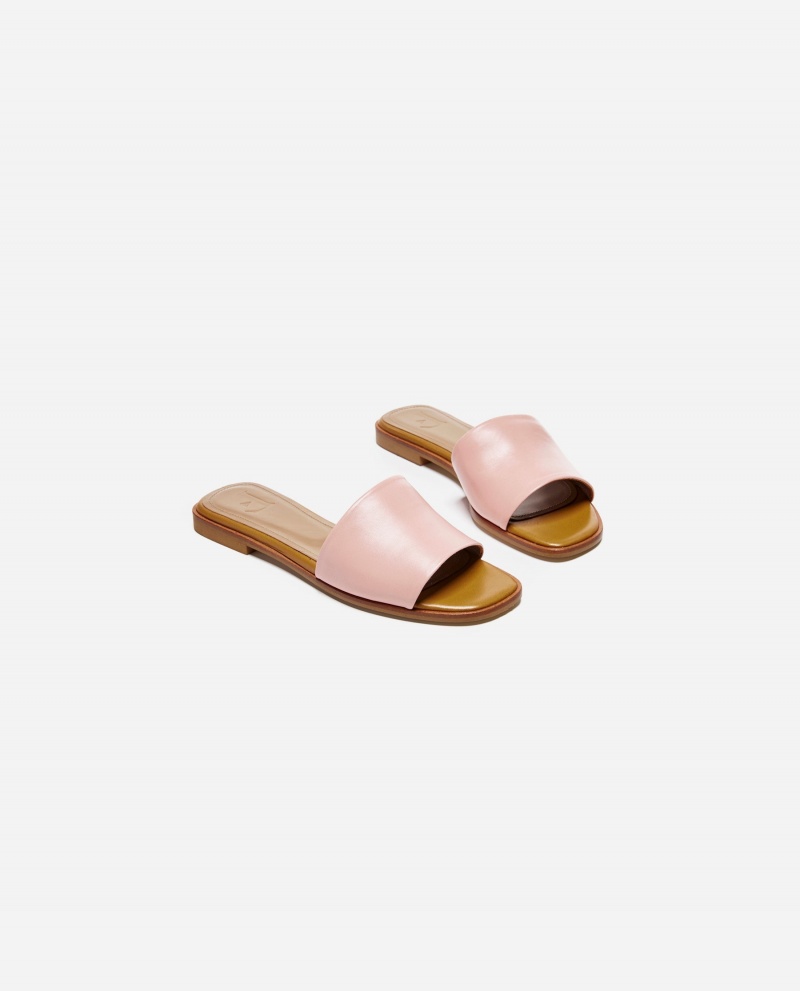 Pink Flattered Mouna Leather Shoes Sandals | QAUWA11023